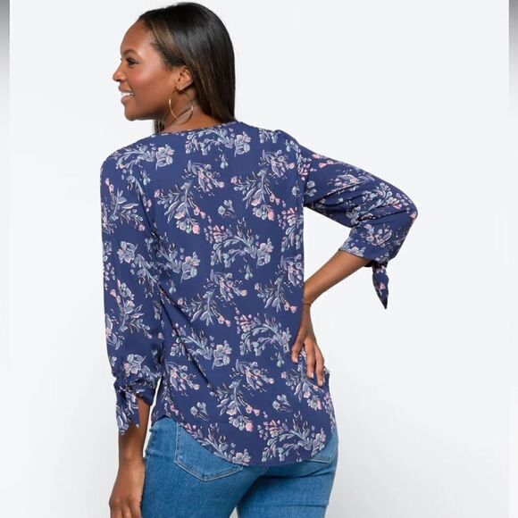 41 Hawthorn Taryn Floral Tie Sleeve Blouse Top - Picture 3 of 7